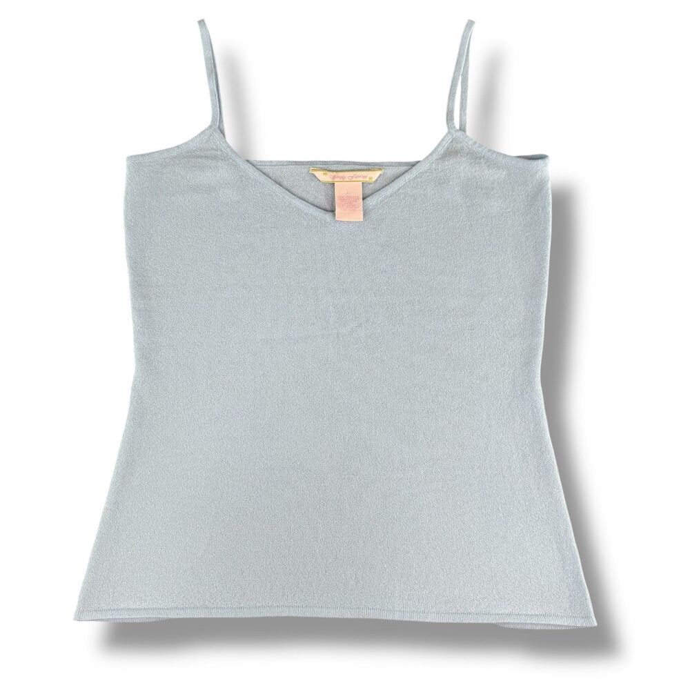 Y2K Casual Light Blue Knit Tank Top Dead Stock Retro Size L Cottage Fairy Core